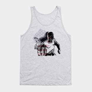 Black man Riot with Molotov cocktail USA Fist Flag Tank Top